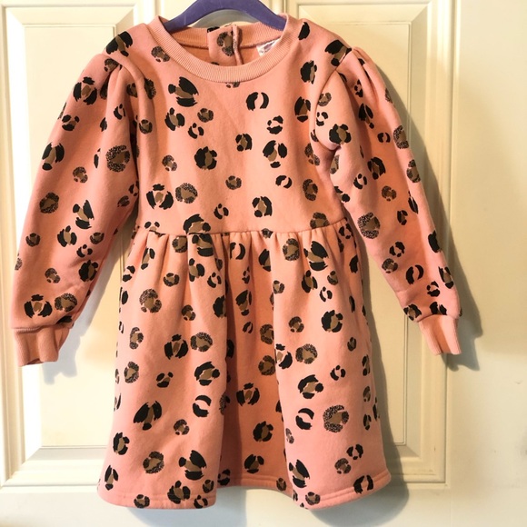 Tiny Tribe Girls Leopard Print Long Sleeve Sweatshirt Dress Size 5 - Picture 1 of 7